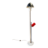 Lampadaire expérimental rare en laiton, aluminium et verre par Arredoluce, Italie
