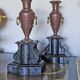 Antique Vases In Griotte Marble And Black Marble, Grand Tour, 19th Century