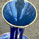 Soliflore en verre vert bleu translucide avec filets dorés - 15 cm
