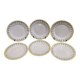 6 dessert plates from the 50s in yellow & black Badonviller earthenware