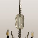 Mid-Century modernist chandelier in chrome and crystal by Gaetano Sciolari, 1970s