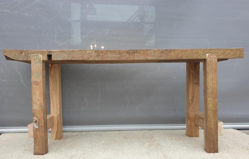 Restored solid wood workbench