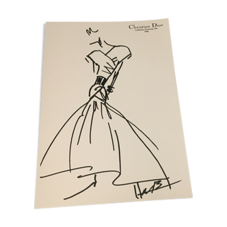 Christian Dior press fashion illustration, collection 1986