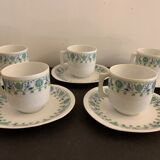 10 cups and 10 saucers in fine porcelain bernardaud cie, limoges for christofle, model eridan
