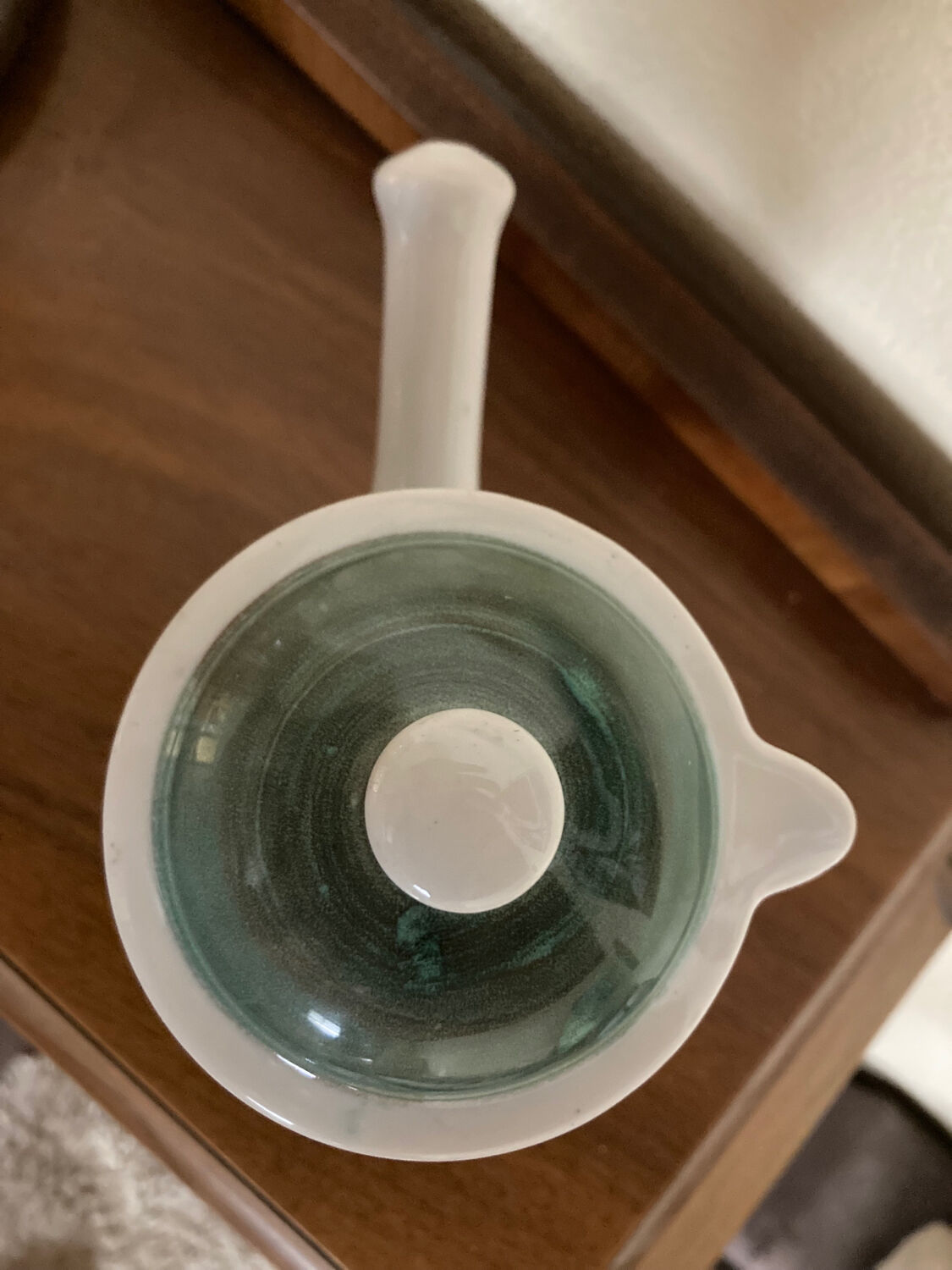 Tripod chocolate pot, Gien earthenware, vintage 60s