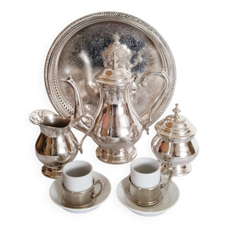 Antique Silver Plated Coffee Set and Cups