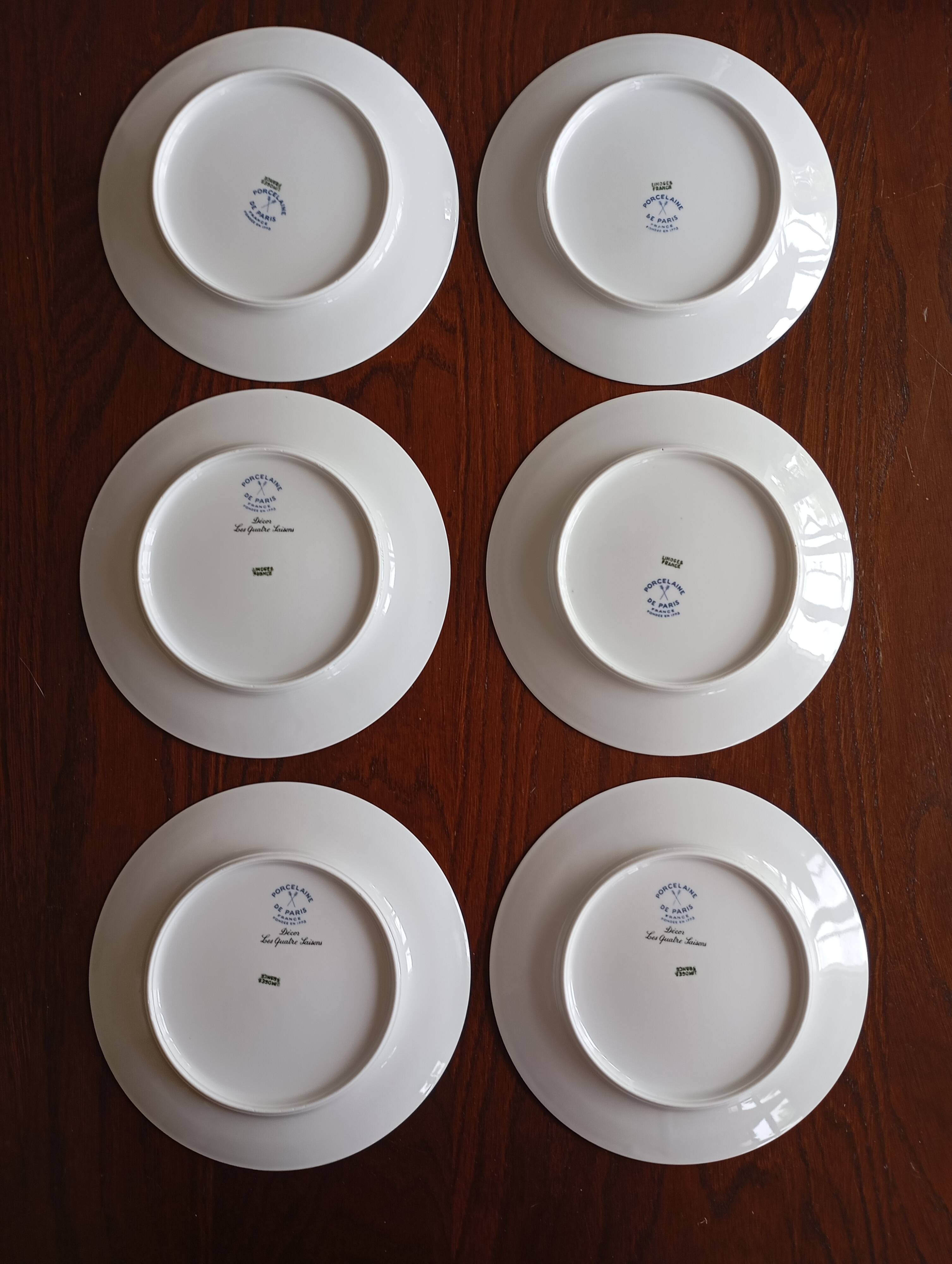 Dish & 12 dessert plates Porcelain of Paris "The Four Seasons"