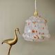Vintage Clichy glass globe pendant lamp white orange and green