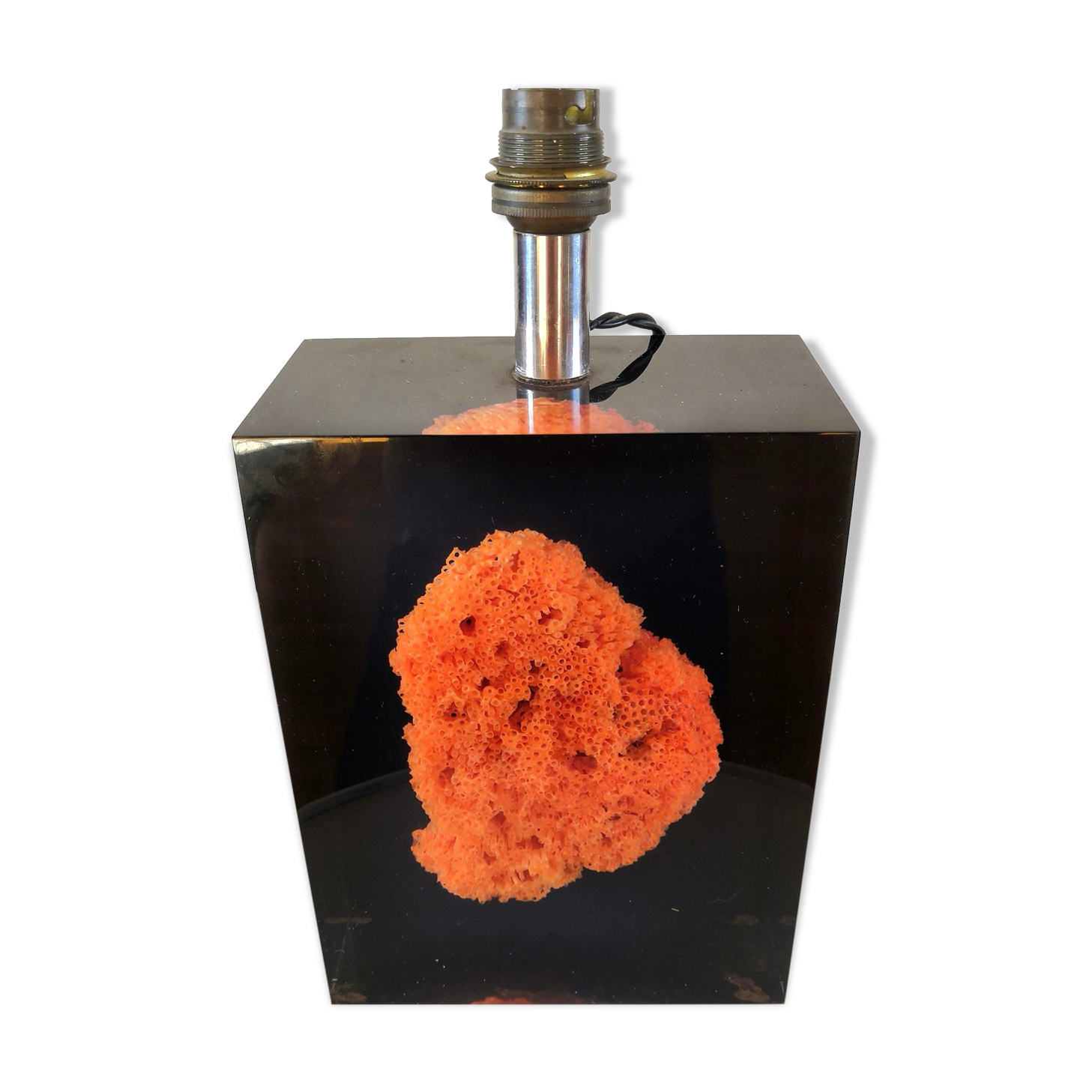 Resin lamp inclusion coral red design 70s