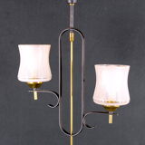 Mid-century black & brass pendant styled