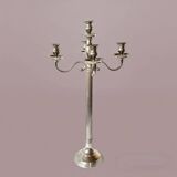 Antique large five-armed chrome-plated steel candlestick - 76cm