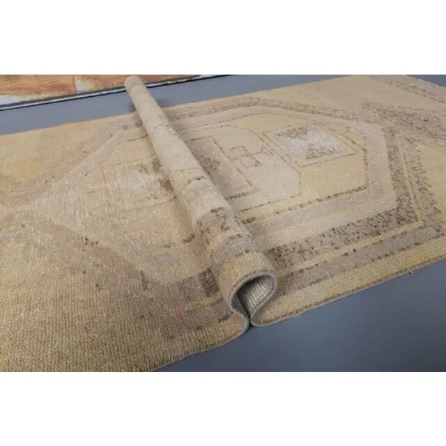 Vintage Turkish Oushak Handmade Runner 85x383