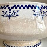 Creil & Montereau ironstone salad bowl and soup tureen, "Damier" service