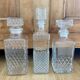 Set of 3 bottle vintage molded glass whiskey decanter