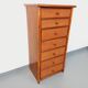 Commode chiffonnier semainier vintage en rotin, bois et cannage