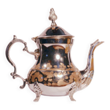 Oriental teapot in chrome metal and brass, 12x19cm