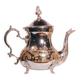 Oriental teapot in chrome metal and brass, 12x19cm