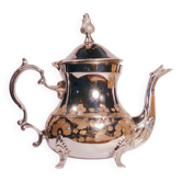 Théière orientale en métal chromé et laiton, 12x19cm