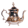 Oriental teapot in chrome metal and brass, 12x19cm