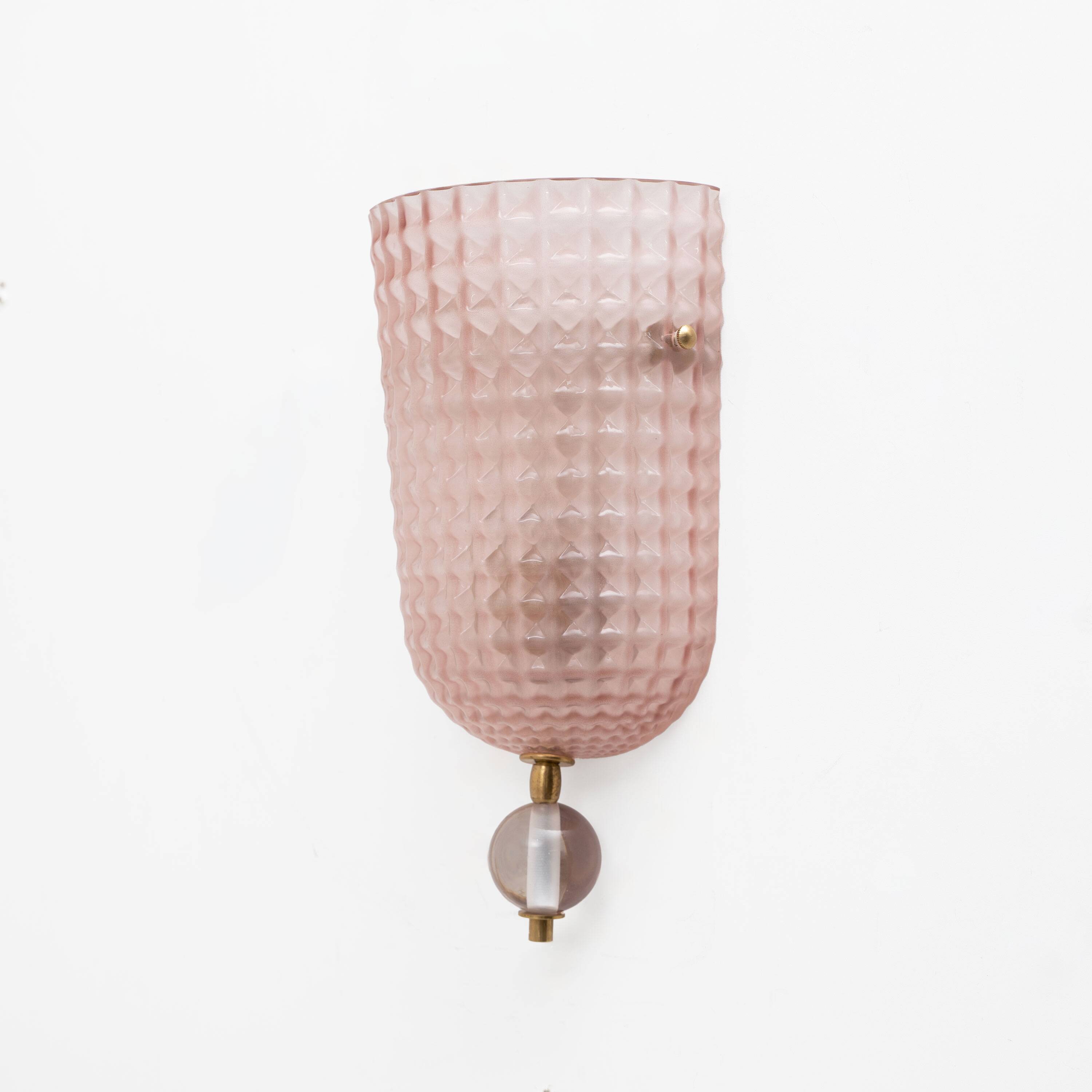 Pair of Art Dèco Style Italian Murano Glass and Brass Sconces
