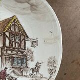 Set of 12 flat plates in Gien earthenware, Ludlow model, chic countryside dining.