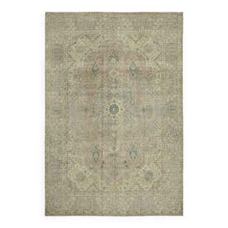 Tapis de laine Beige Persan noué à la main des années 1970 246 cm x 355 cm