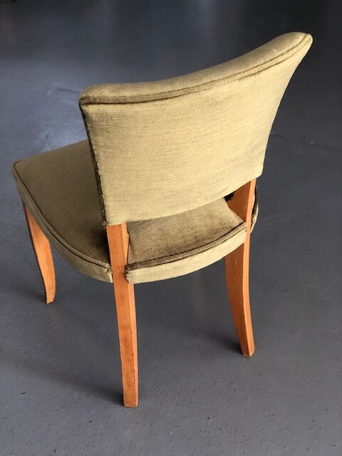 Chaises années 50 en velours vert bronze