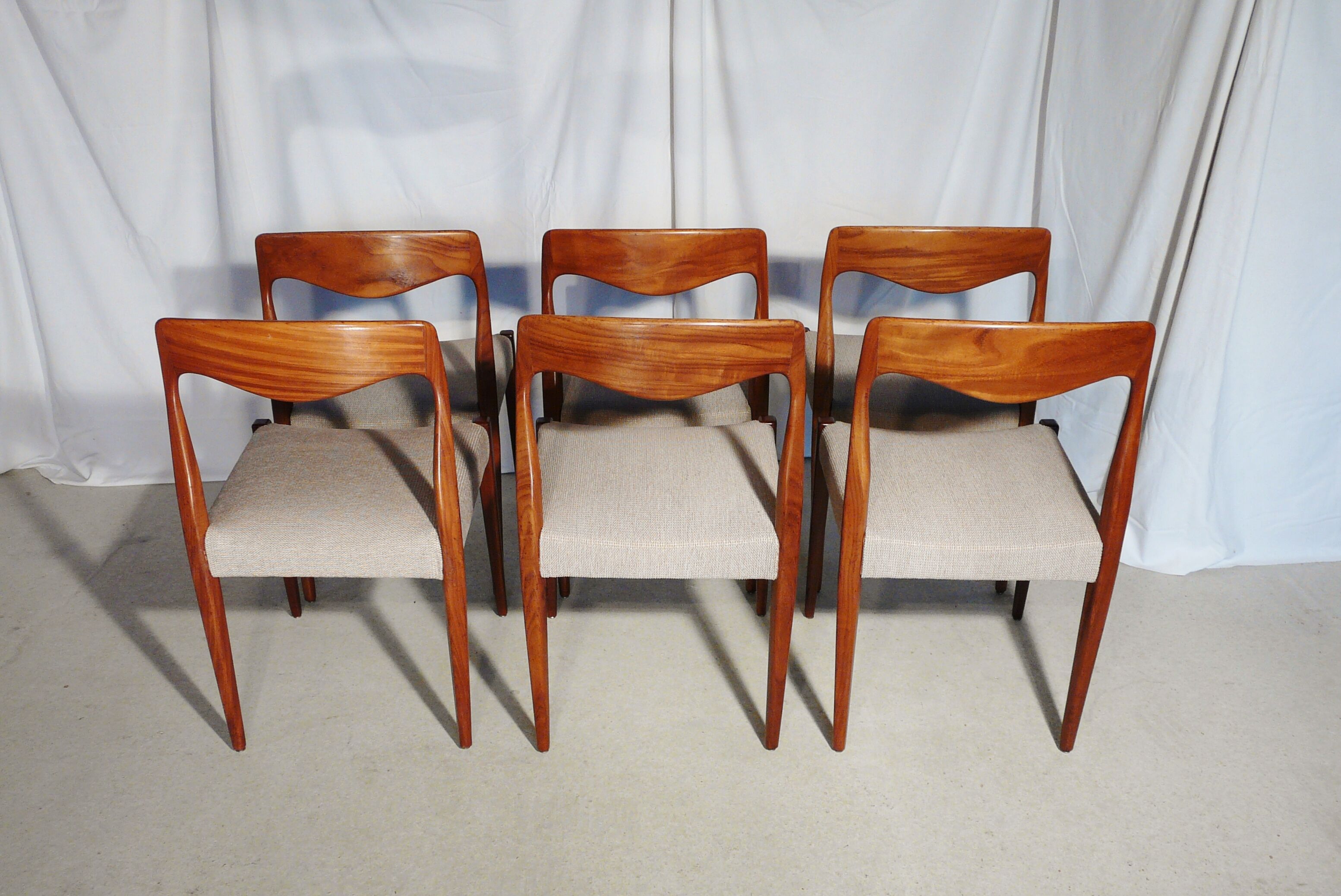 Six scandinavian vintage teak chairs