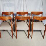 Six scandinavian vintage teak chairs