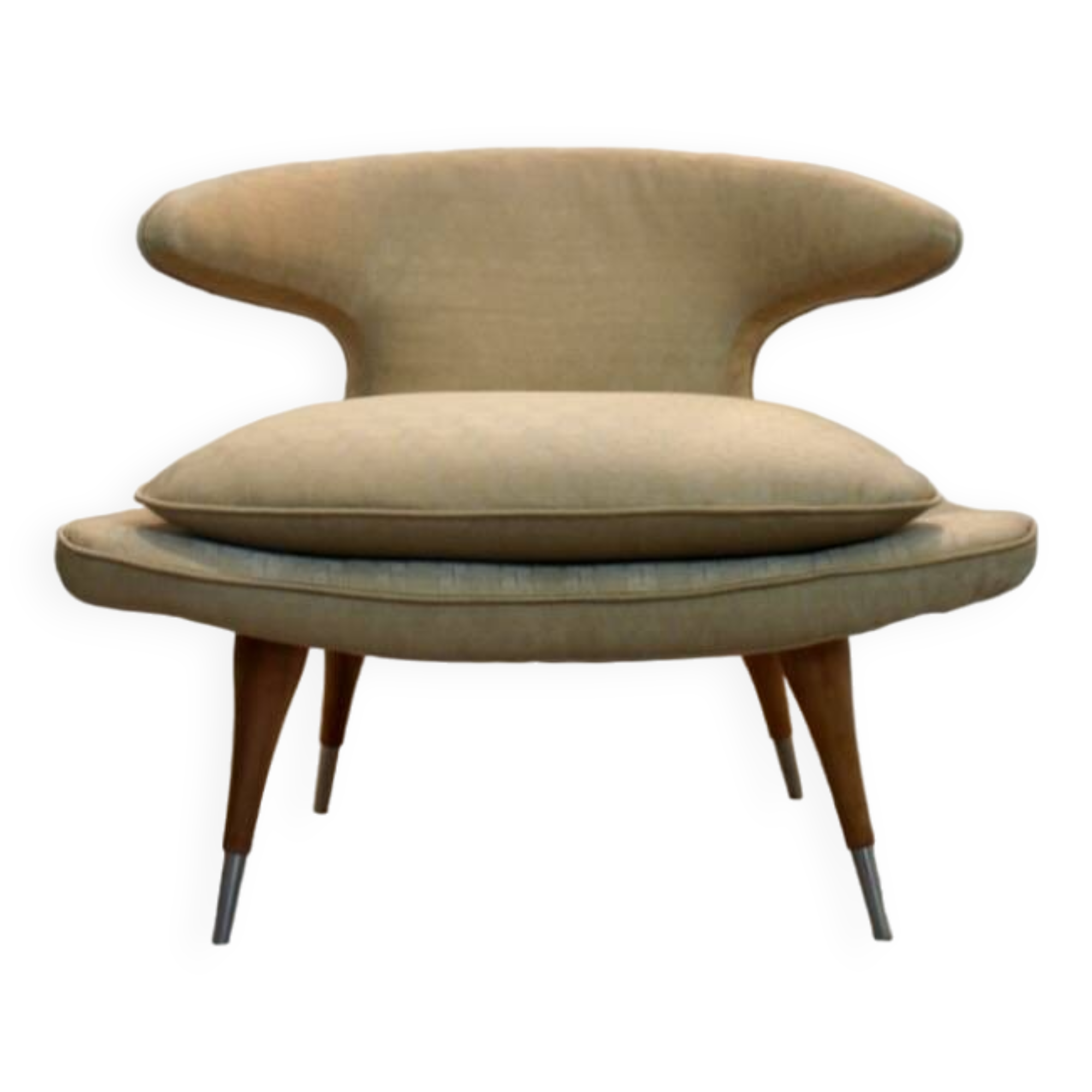 Fauteuil « Horn Chair » de Karpen of California en tissu doré et noyer