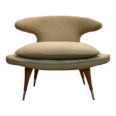 Fauteuil « Horn Chair » de Karpen of California en tissu doré et noyer