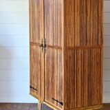 Vintage bamboo and rattan cabinet attributed to Audoux Minnet