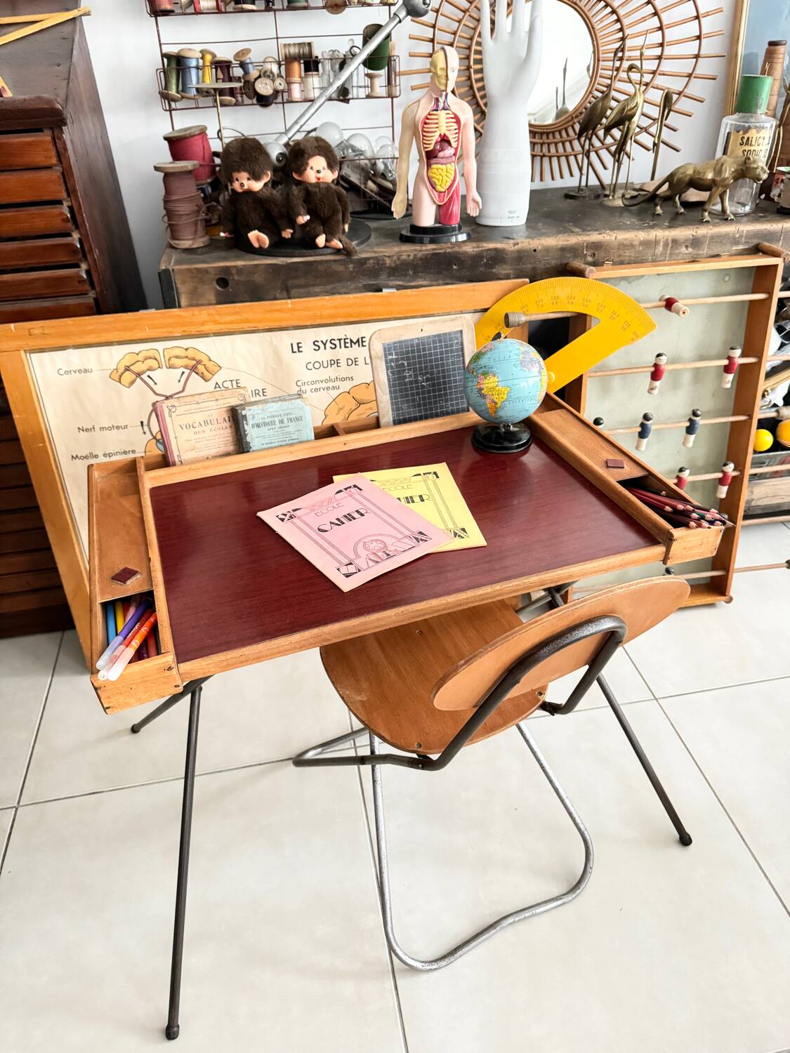Vintage children's desk and chair set