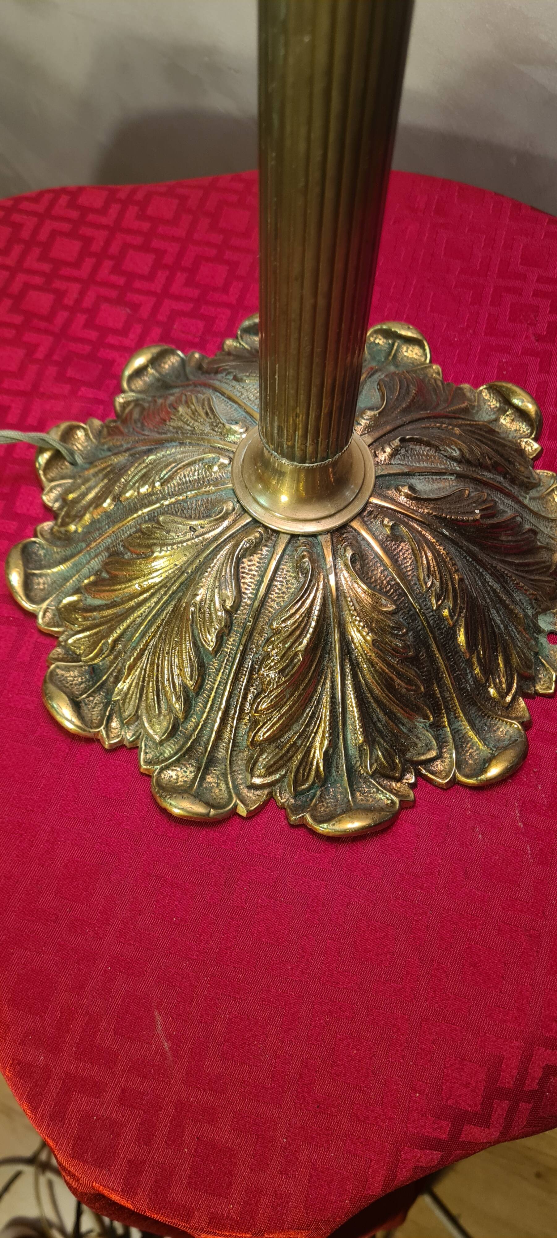 lampe de bureau 1920 bronze massif abat jour laiton , inter a tirette 63x43