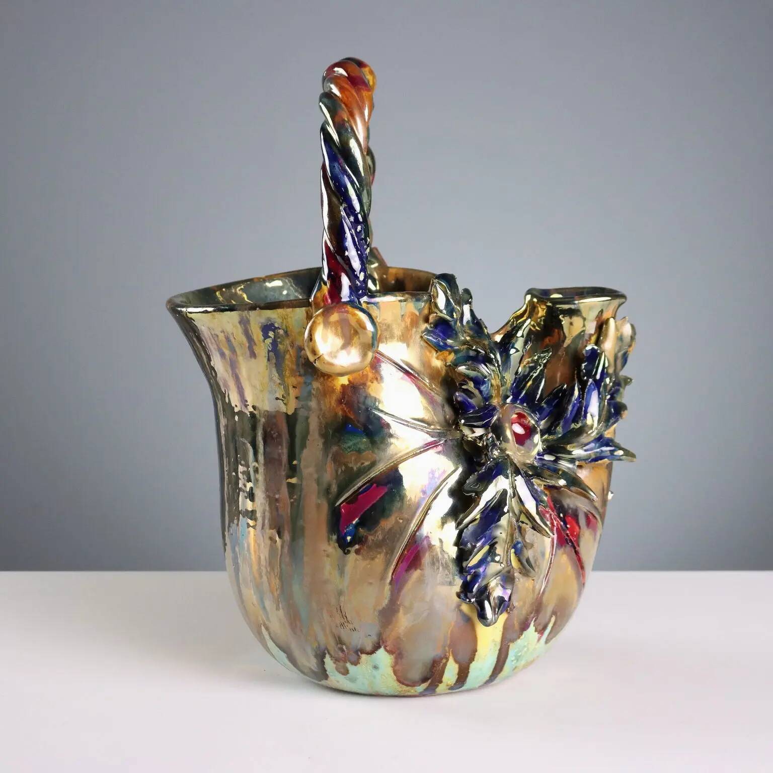 Antique ceramic vase by Giuseppe Mazzotti, Albisola, Italy, 1930s-1940s.
