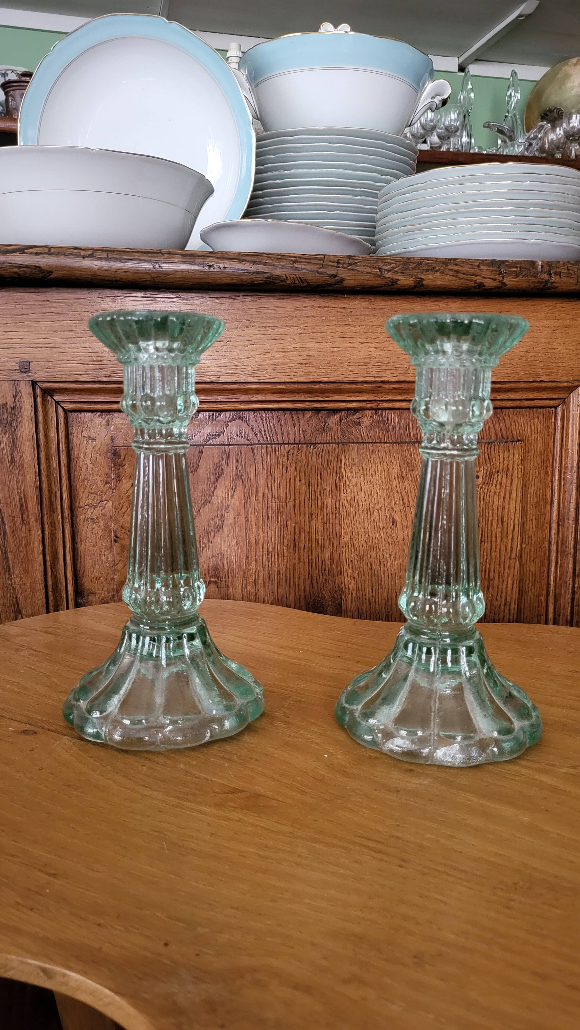 2 Glass candle holders