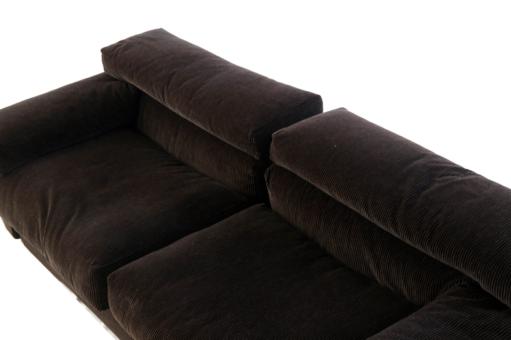 Sofa "Erasmo" by Tobia Scarpa for B&B Italia, Brown Ribbed Velvet, 1970's