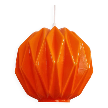 Suspension vintage en opaline orange, 1970