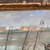 Tableau signé henry roose - marine huile bassin de chasse blankenberge belgique