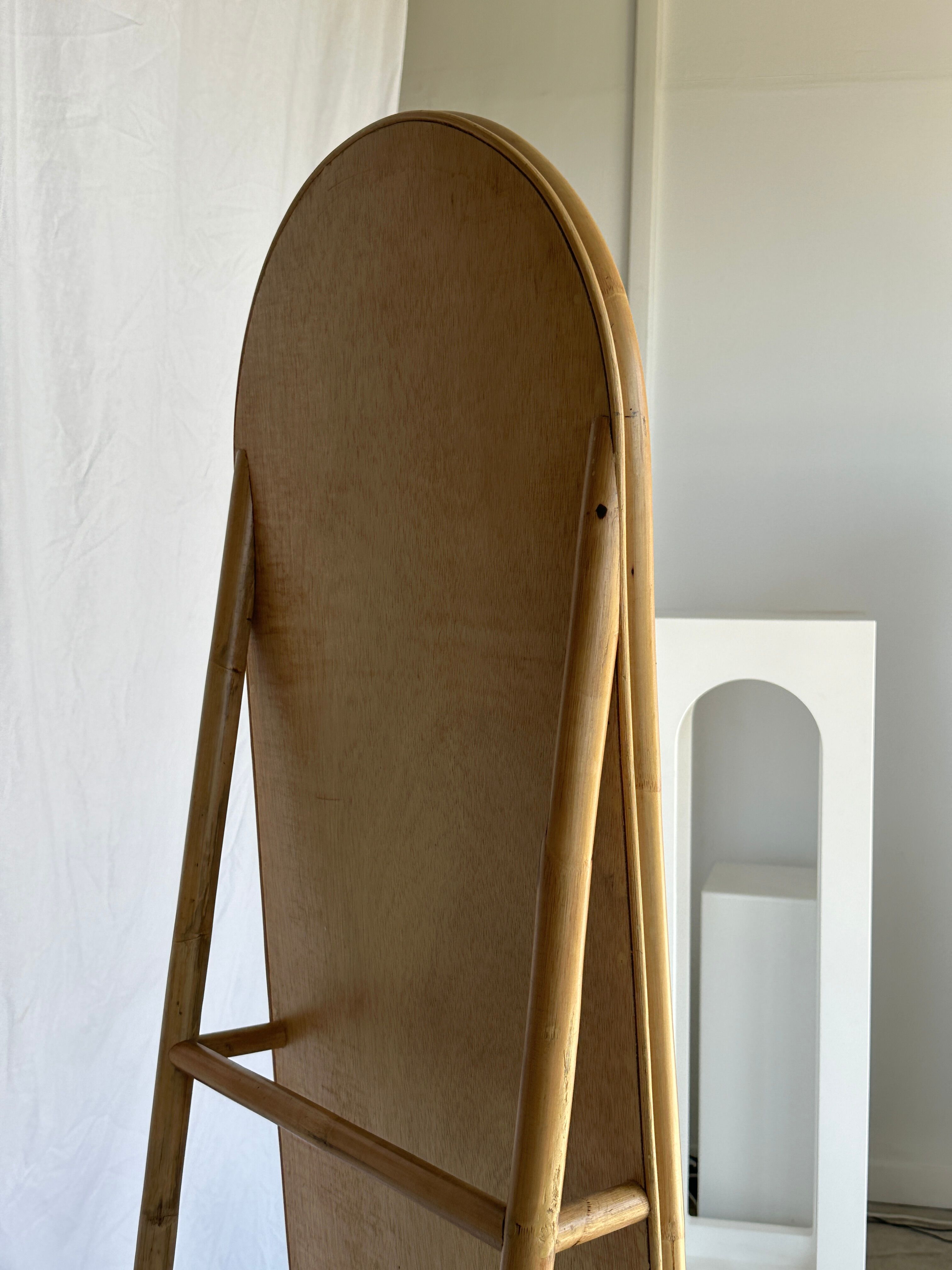 Floor mirror in bamboo and rattan H:1m80