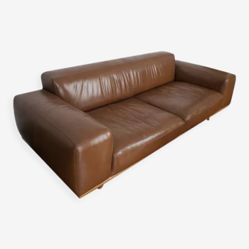 3-seater brown leather sofa