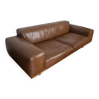 3-seater brown leather sofa