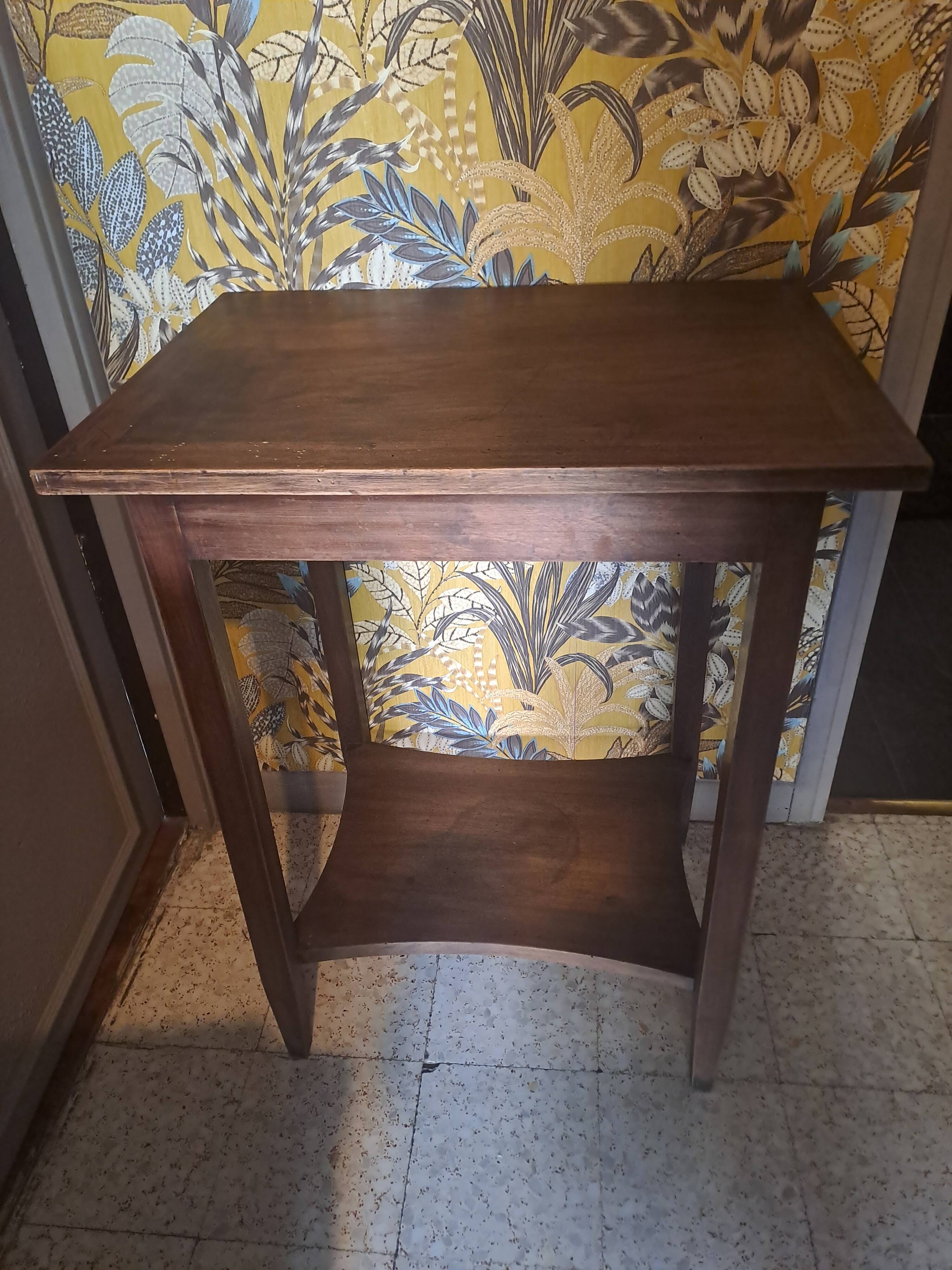 Vintage wood console side table with flap, Art Deco style