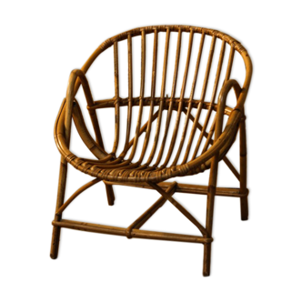 Wicker shell child chair, 60s