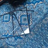 Piece of sofa in steel and glass around 1950