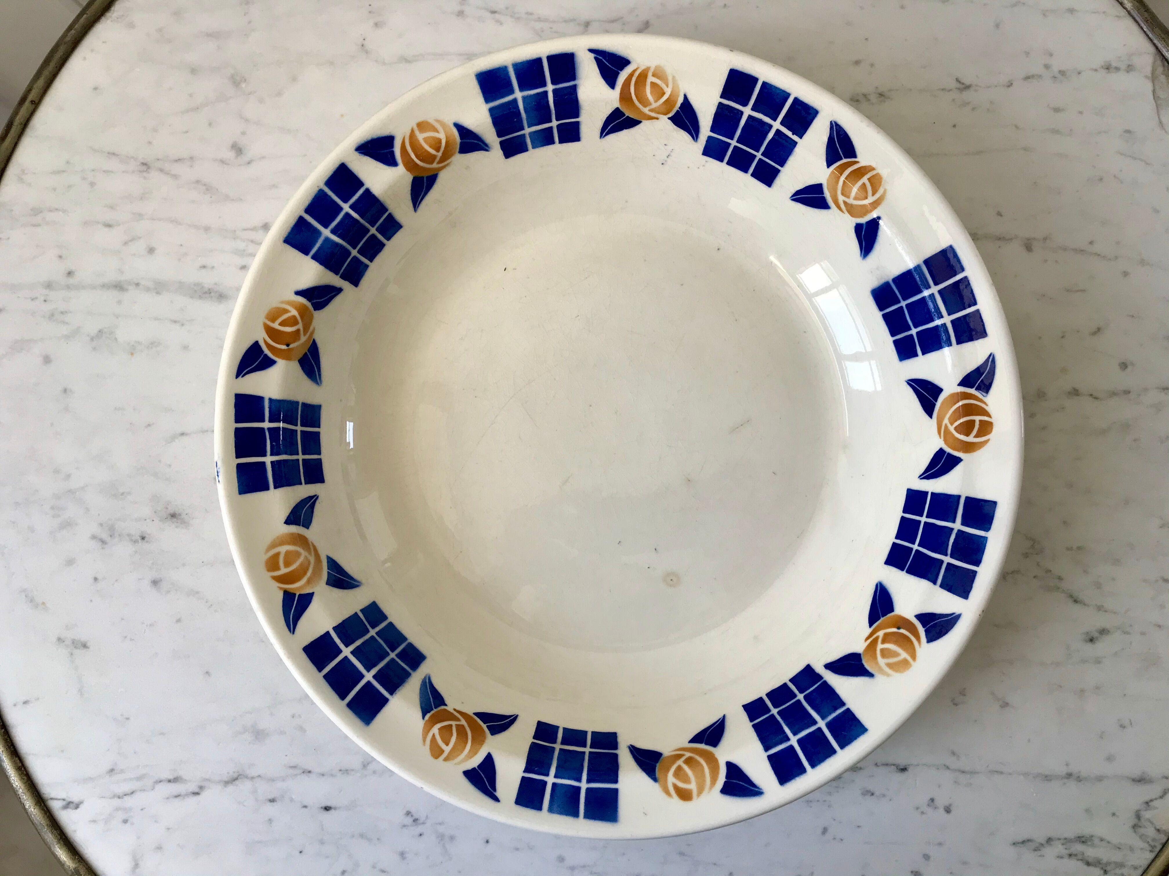 Hollow dish / salad bowl badonviller with geometric patterns 30s