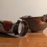 Vase and bowl, vintage ceramic cup Tri Ushi (Bulgaria)