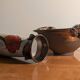 Vase and bowl, vintage ceramic cup Tri Ushi (Bulgaria)