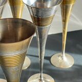 6 Vintage Silver-Plated Brass Champagne Flutes
