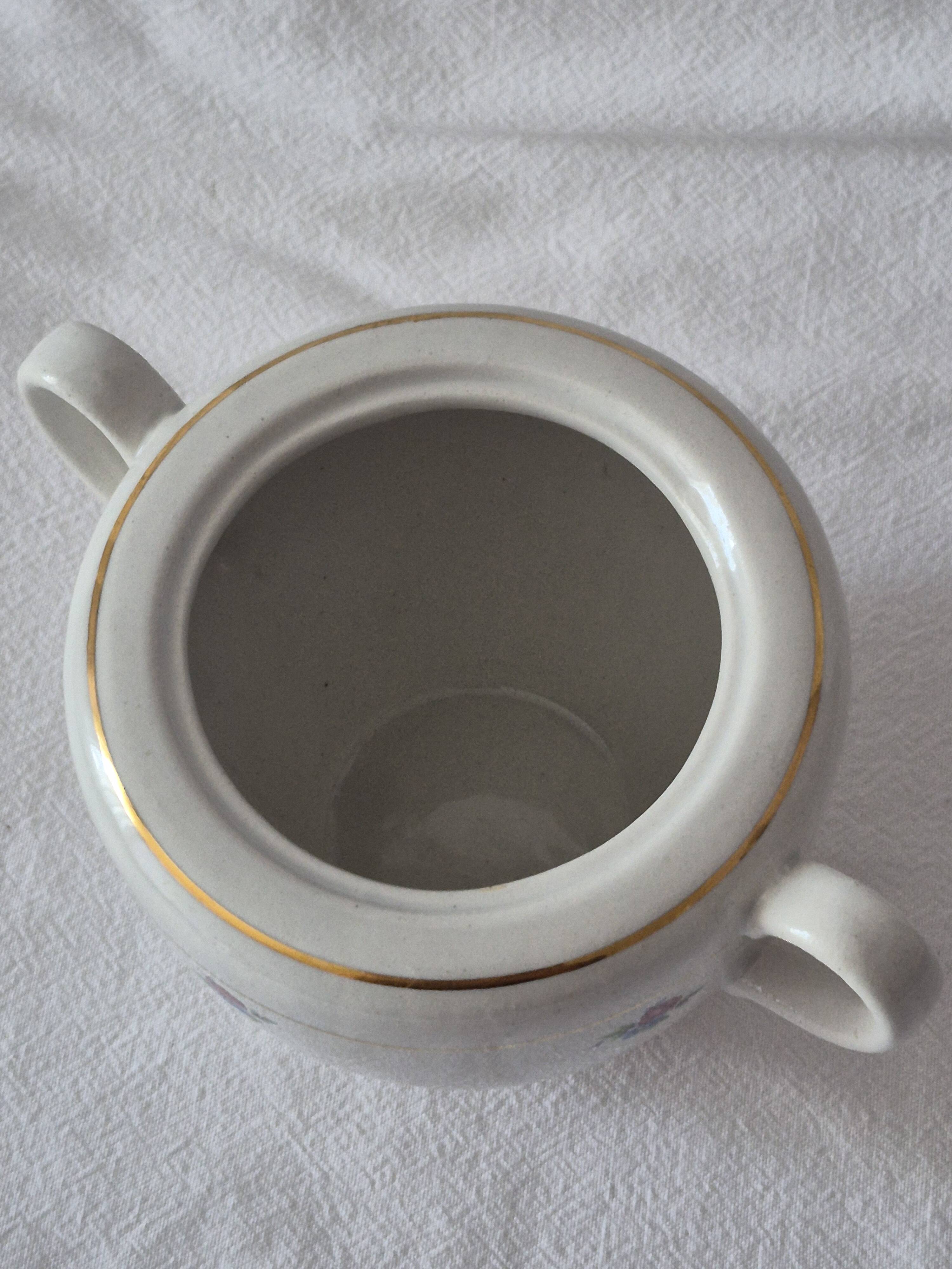 Covered sugar bowl half-porcelain Lunéville Keller and Guerin A587